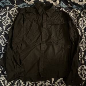 entire studios classic-collar cotton shirt black M